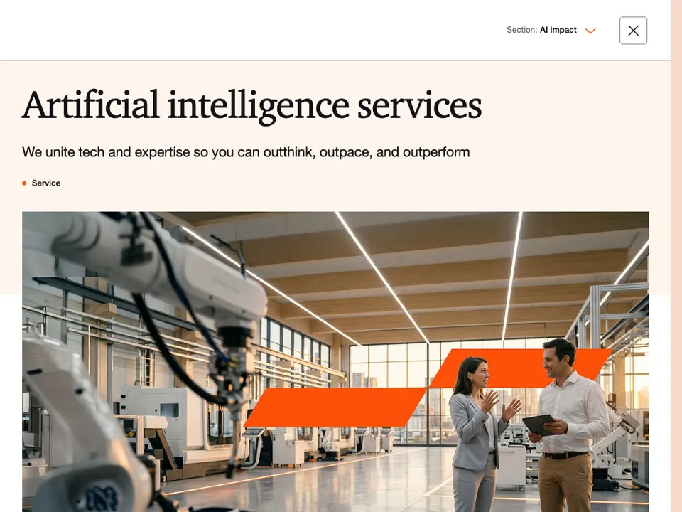 Página de servicios de inteligencia artificial de PwC.